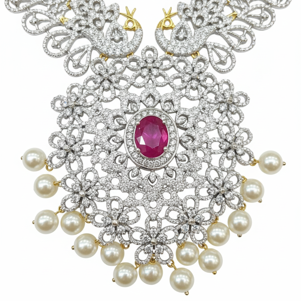 Ruby CZ Necklace Pendant - Close Up Detail