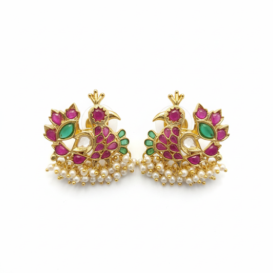 Kempu Duck Earrings on white background