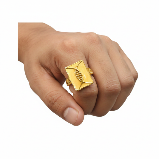 Gold Geometric Eye-Motif Ring - Lifestyle