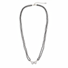 Long double strand black bead mangalsutra with twin heart CZ pendants - white background