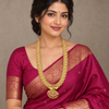 Model wearing the 24-inch kempu polki mango haram necklace