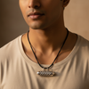 925 Silver Lattice Bullet Amulet Pendant - Lifestyle on Black Thread
