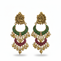 Emerald Ruby Chand Bali Earrings - White Background Hero Shot