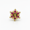 Kundan Ruby Star Stud Earrings macro close-up gemstone detail