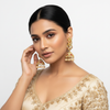 Model wearing Gold Plated Polki CZ Jhumki Earrings