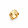 24K Gold Plated Ornate Traditional Men's Ring - Premium Carved Band