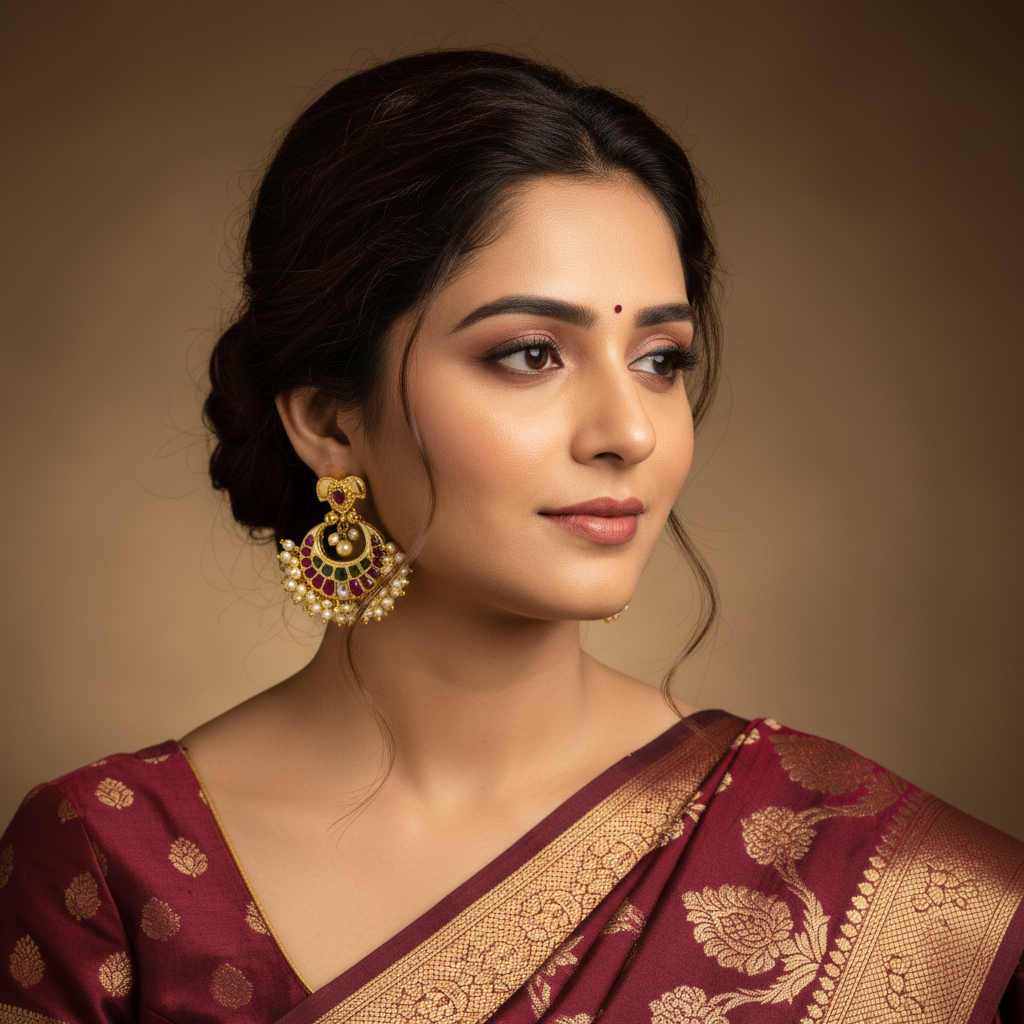 Kempu Chandbali Earrings - Lifestyle