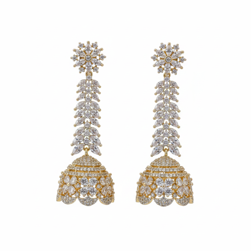 White CZ Jhumka - White Background