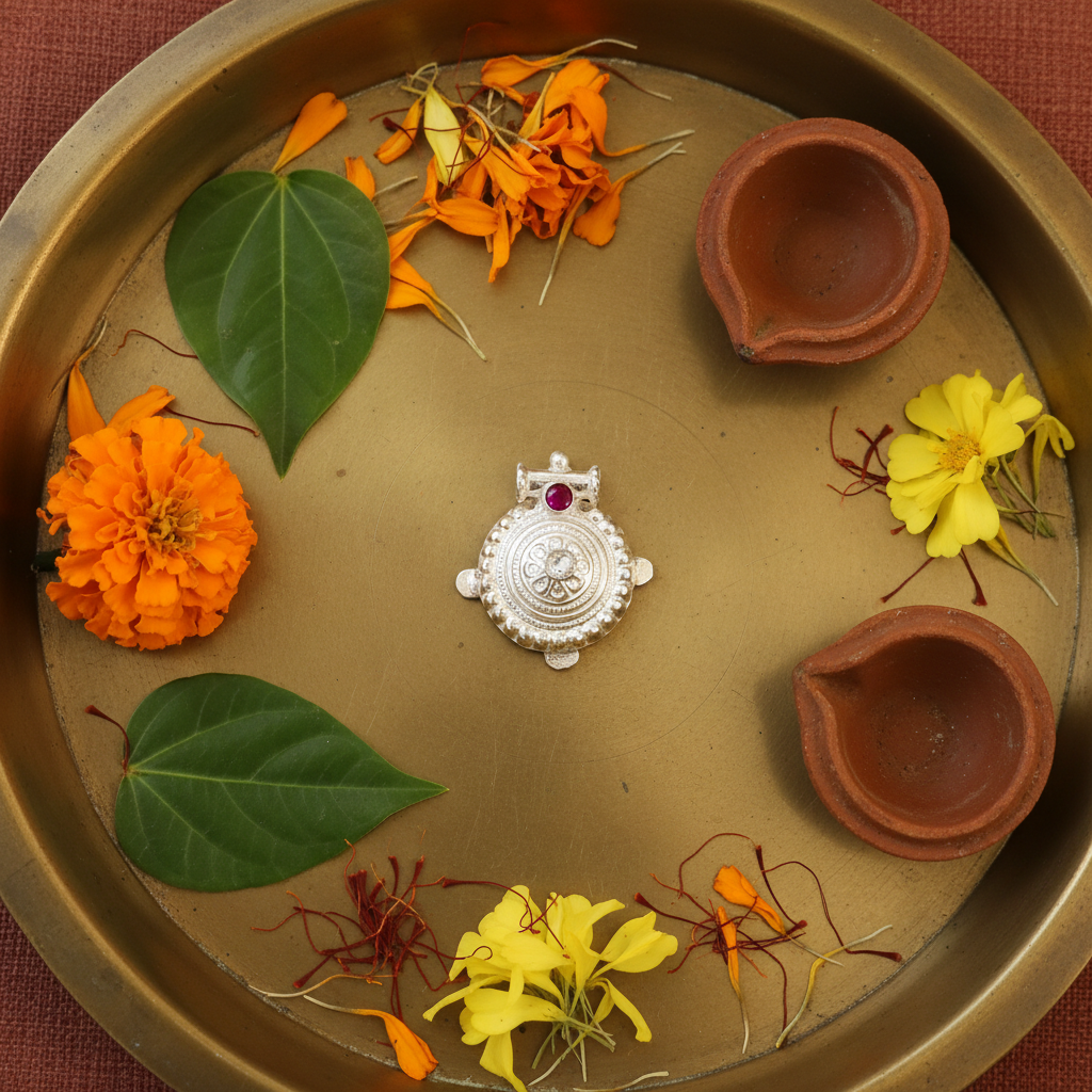 Round Engraved Pustal Pendant - Cultural Flat Lay
