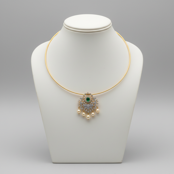 Gold hasli choker necklace displayed on mannequin bust