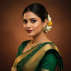Indian model wearing Handmade Emerald Peacock Stud Earrings
