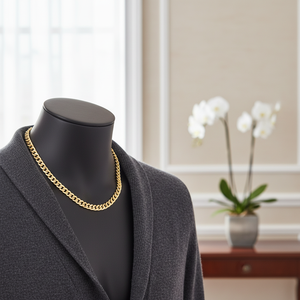 Men wearing 24K gold plated Cuban link chain