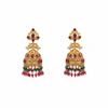Kempu Polki Jhumka pair on white background – product shot