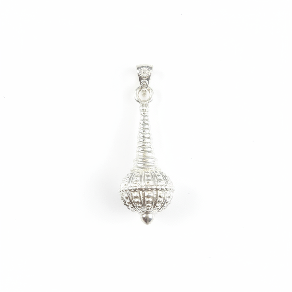Silver Hanuman Gada Locket - White Background