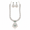 Emerald CZ Long Haram Necklace Set - Flat Lay