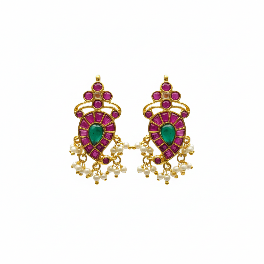 Kempu Mango Earrings - White Background