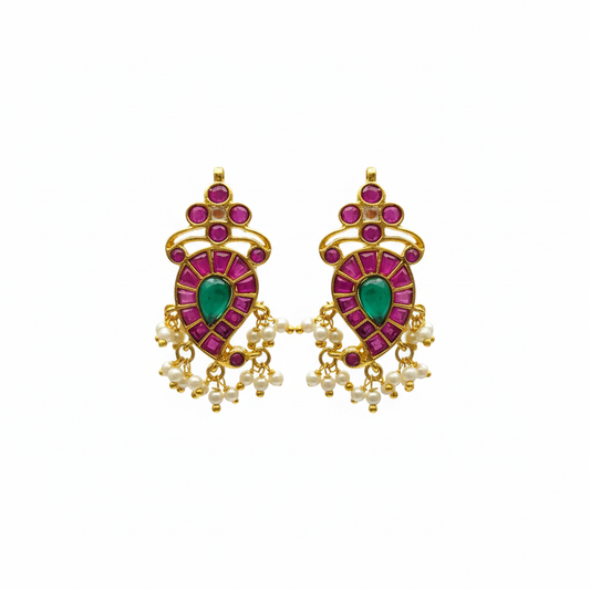 Kempu Mango Earrings - White Background