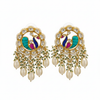 Jadau Kundan Peacock Earrings on white background