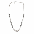 925 Silver Black Beads Mangalsutra Necklace with Curved Pendant