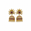 Kempu Chakra Jhumka Ruby - white background