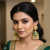 Model wearing Emerald Polki Jhumka