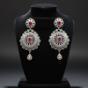 CZ Sunburst Floral Drop Earrings - Velvet Display Stand