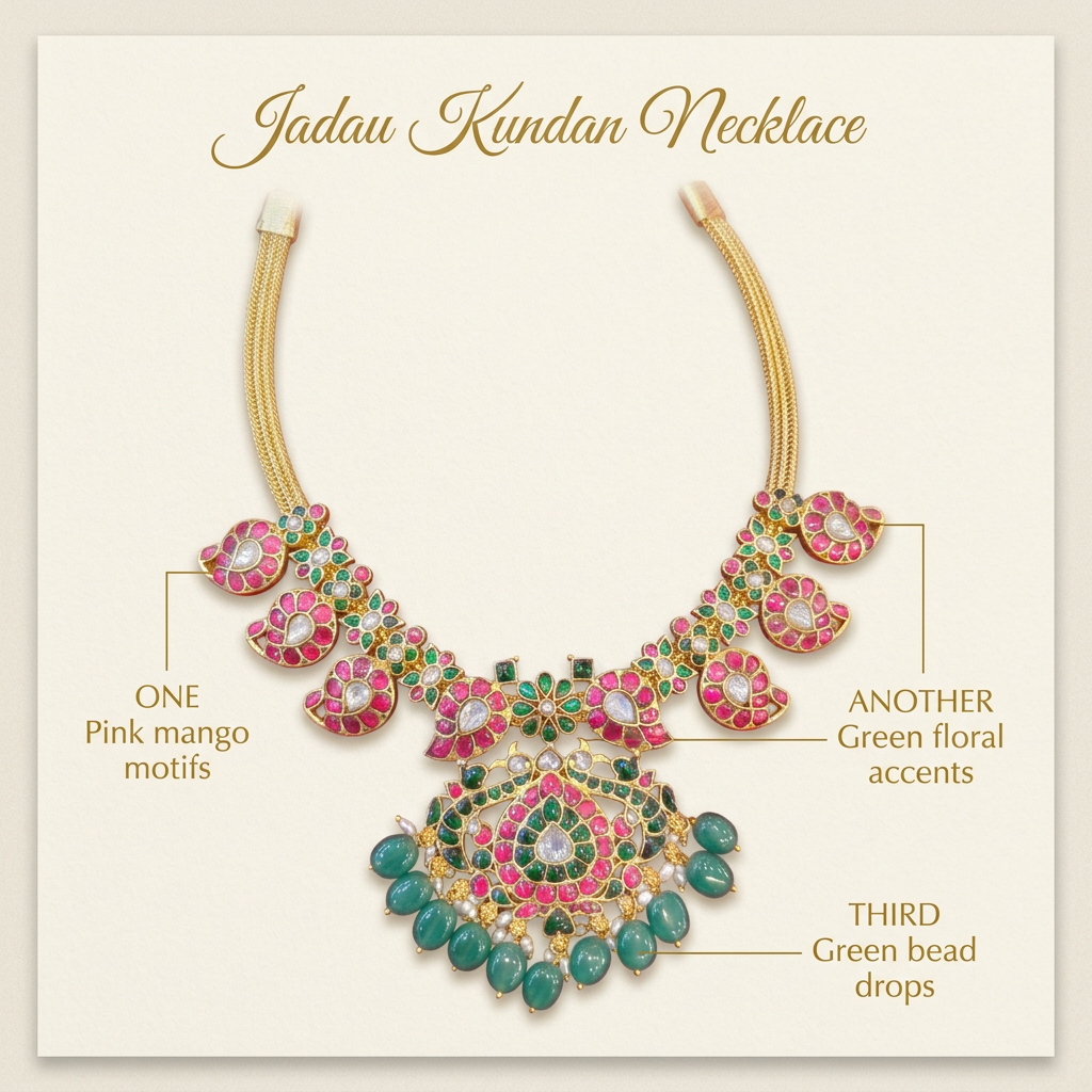 Jadau Kundan necklace design-details card