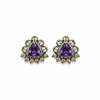 Macro close-up of Mehndi Polish Amethyst Stud Earrings