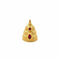 Gold tiered conical mukut for Hindu deity idol - white background