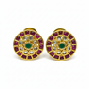 Kempu Kundan Round Stud Earrings macro close-up stone detail