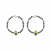 92.5 Silver Kids Bracelet with Minion Cartoon Charm and Black Beads - White Background