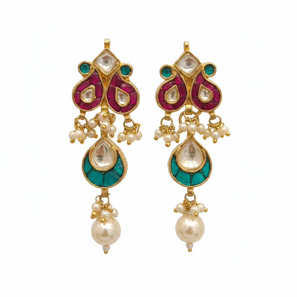 Jadau Kundan Earrings – close-up detail shot
