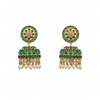 Jadau Emerald Polki Jhumka pair on white background – product shot