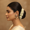 Model Wearing Navratna Jadau Kundan Stud Earrings