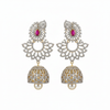 White background - Ruby Pink Chandbali Jhumka