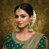 Peacock Emerald Green Jhumka - Model Wear