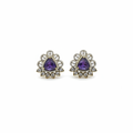 Mehndi Polish Amethyst Stud Earrings on white background