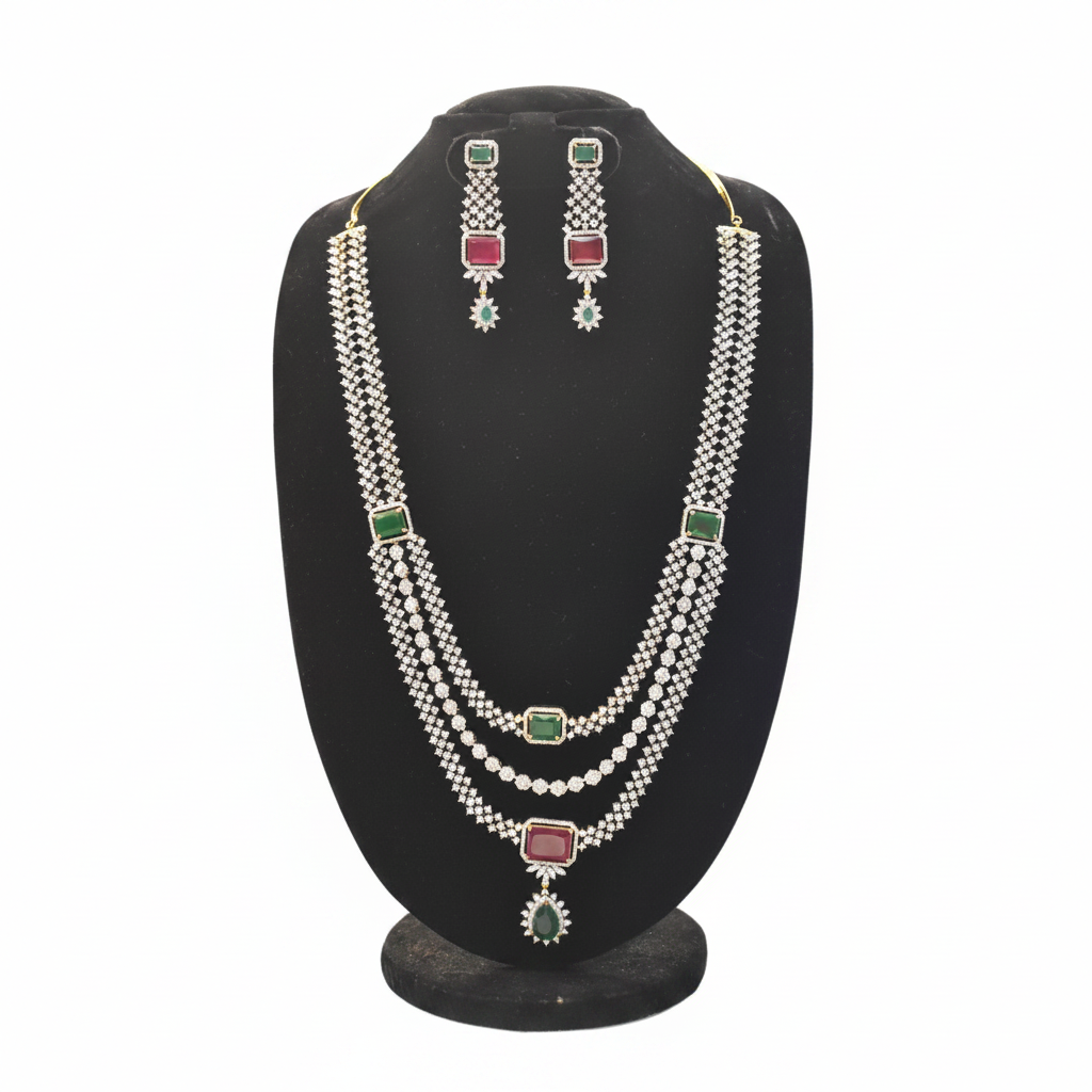 Multi-Colour Diamond CZ Necklace & Earring Set – mannequin display