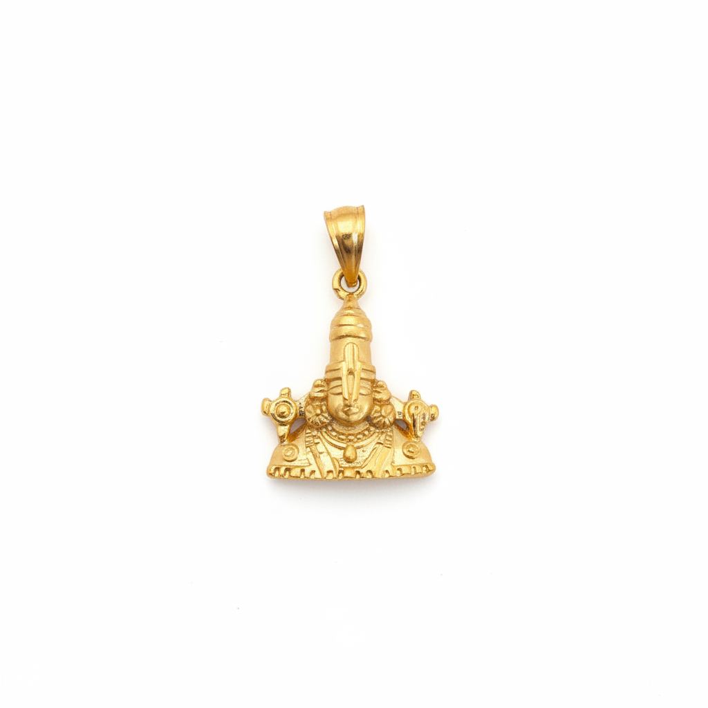 24K Gold Plated Balaji Tirupati Locket Pendant for Men - Premium Micro Gold Plated Alloy
