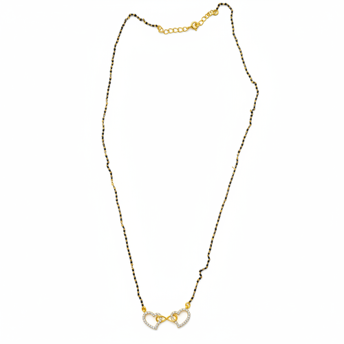 925 Silver Gold Plated Heart Pendant Mangalsutra - White Background