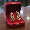 Peacock Polki Emerald Earrings - In Box