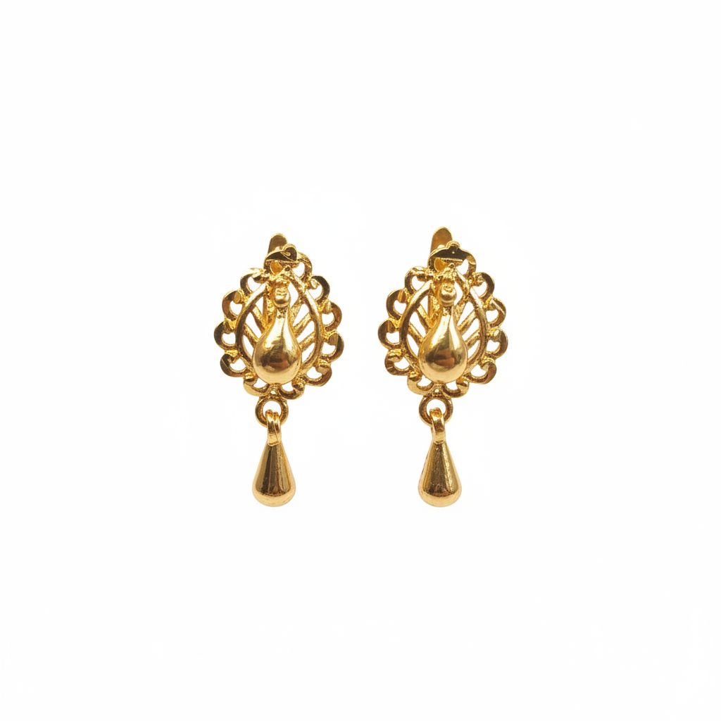 Diamond CZ Hoop Earrings 24K Gold Plated