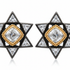 Macro close-up of Black Rhodium Polki Star Stud Earrings