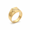 24K Gold Plated Leaf Motif Men's Ring with CZ Stones - Premium Designer Band