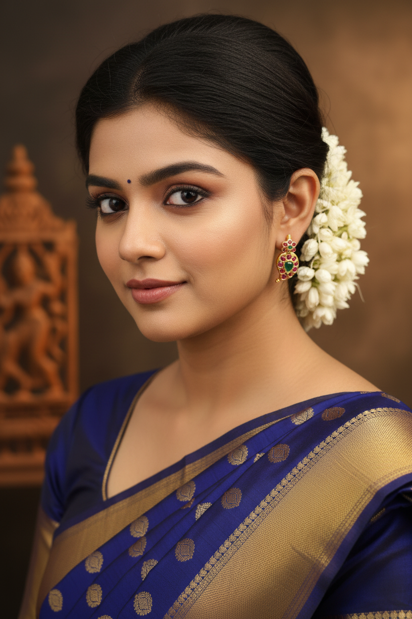 Small Kempu Mango Earrings - Model Wearing