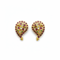 Kempu Mango Polki Kundan Stud Earrings - White Background