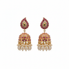 Jadau Kundan Teardrop Jhumka pair on white background – product shot