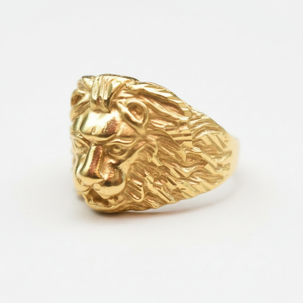 24K Gold Plated Lion Ring for Men