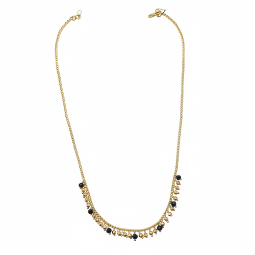 24K gold plated necklace with decorative beads on white background