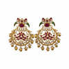 Kempu Polki Chandbali Earrings on pure white background, studio shot